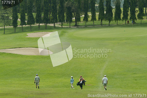 Image of Golf players walking towards the green