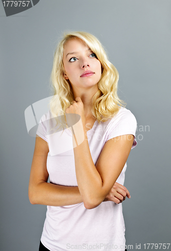 Image of Thoughtful blonde woman