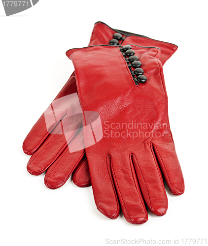 Image of Red leather gloves