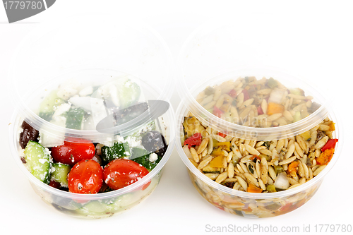 Image of Prepared salads in takeout containers