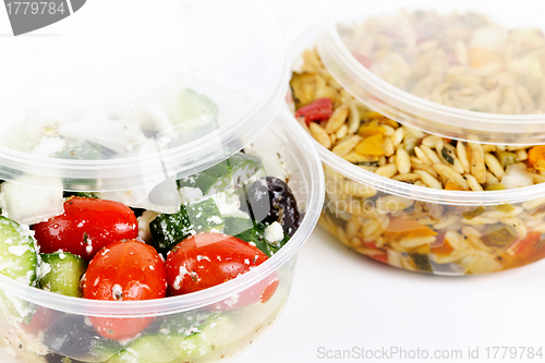 Image of Prepared salads in takeout containers