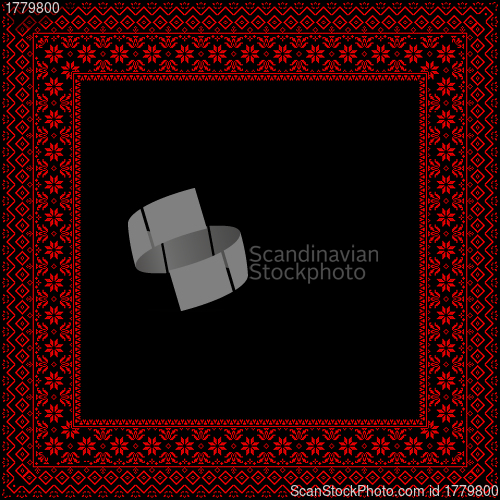 Image of Black frame with red ornaments