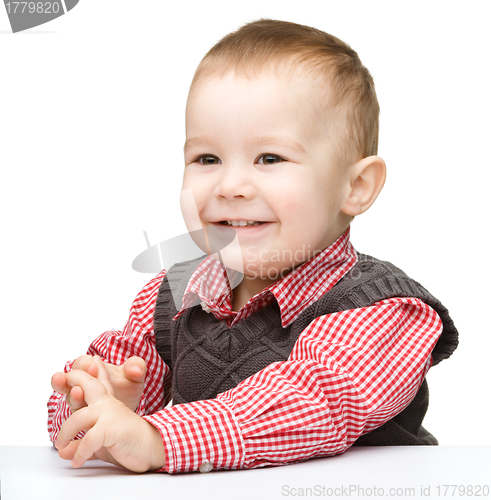 Image of Portrait of a cute cheerful little boy