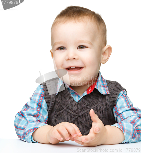 Image of Portrait of a cute cheerful little boy