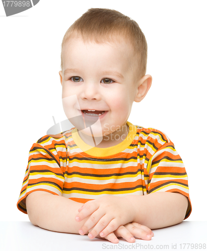 Image of Portrait of a cute cheerful little boy