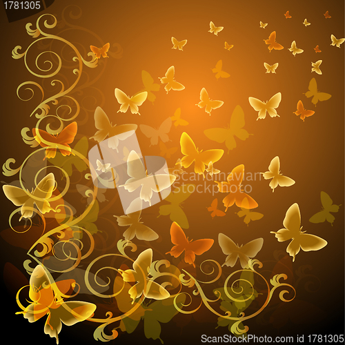 Image of Abstract colourful background with butterflies. 