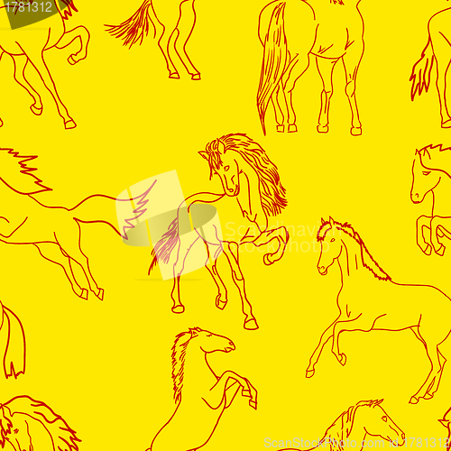 Image of seamless wallpaper horses.