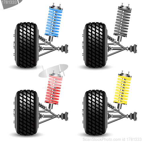 Image of Set car suspension, frontal view. 