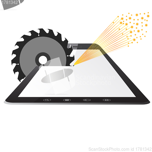 Image of Tablet PC computer  a saws circular saws 