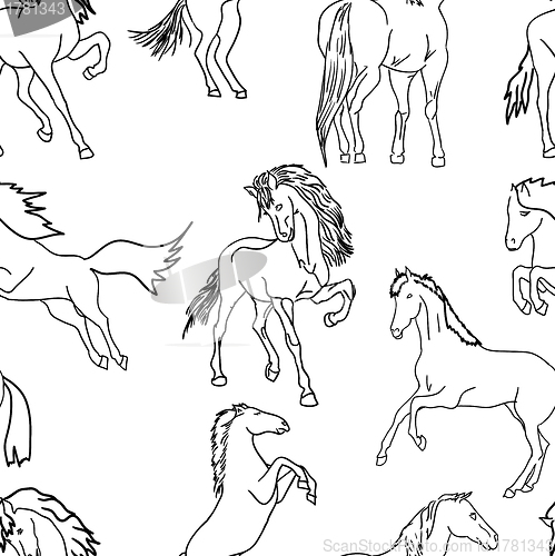 Image of seamless wallpaper horses