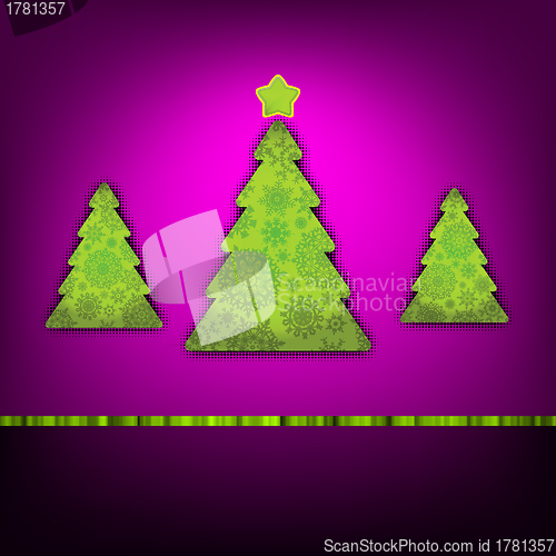Image of Christmas trees card template. EPS 8