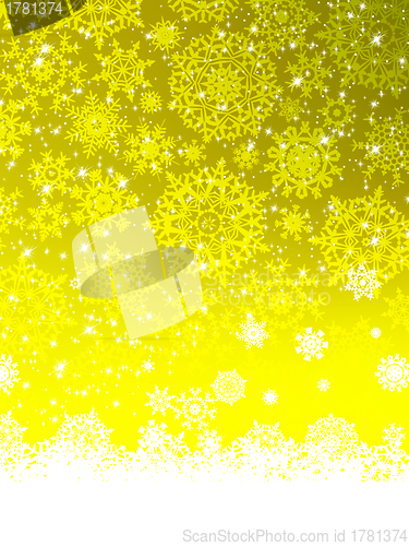 Image of Abstract yellow winter with snowflakes. EPS 8