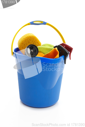 Image of Bucket and car cleaning products