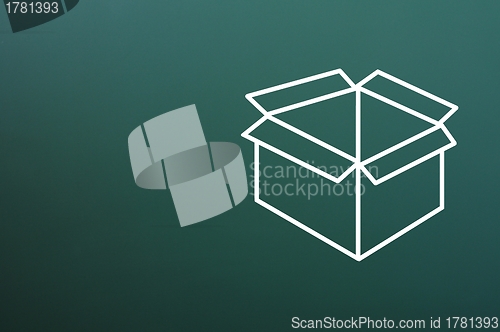 Image of Blank box drawn on a blackboard background