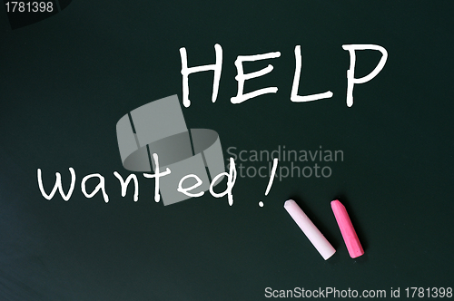 Image of Help wanted - written with chalk on a green chalkboard background