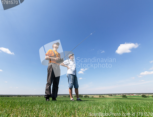 Image of Two Man controls RC gliders