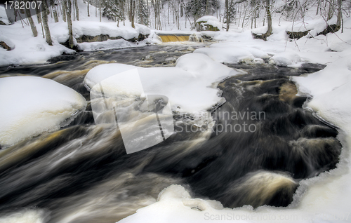 Image of flowing winter waterfall