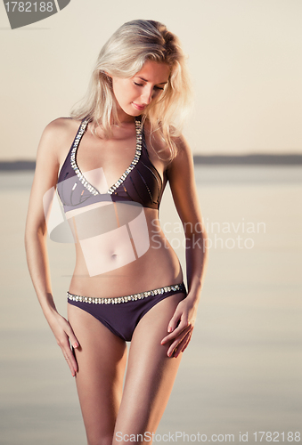Image of gorgeous blonde on the beach