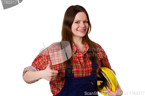 Image of Craftswoman showing thumbs up