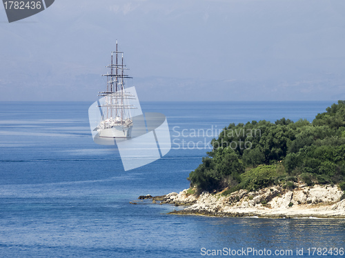 Image of ship in the blue sea