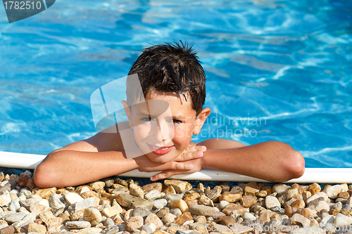 Image of smiling boy in the swimming pool 