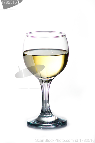 Image of Wineglass with cold white wine.