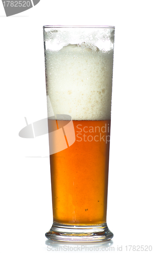 Image of beer glass full of cold lager.