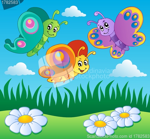 Image of Meadow with butterflies theme 1