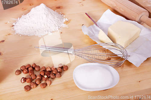 Image of different ingredients for baking on table