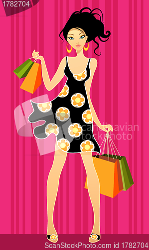 Image of Young girls shopping