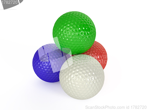 Image of Colour golf balls isolated