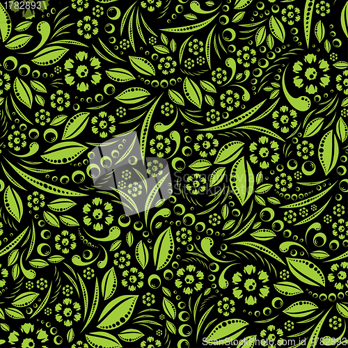 Image of Seamless vector wallpaper. Green vegetation repeating pattern