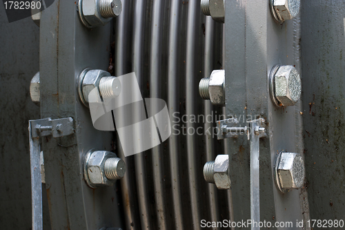 Image of Close detail of pipe flanges from water pipes