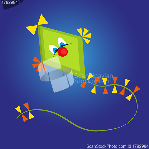 Image of Kite cartoon on blue background