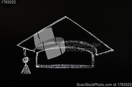 Image of Trencher cap drawn with chalk on blackboard background