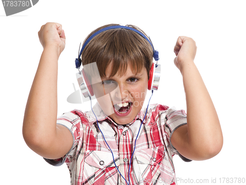 Image of portrait of a nice boy with headphones 