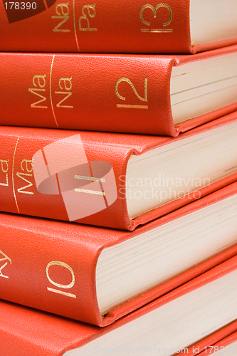 Image of Stacked Red Books (Close View)