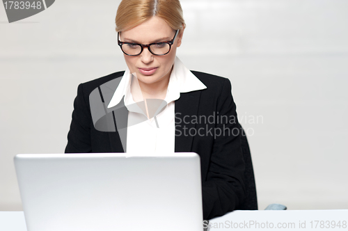 Image of Corporate lady working on laptop