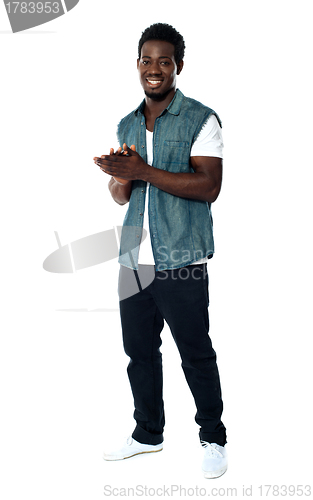 Image of Full length portrait of casual handsome guy