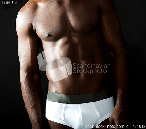 Image of Naked underwear male model closeup shot