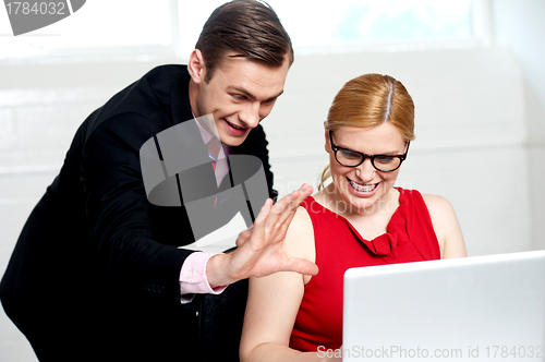 Image of Business people having fun at work