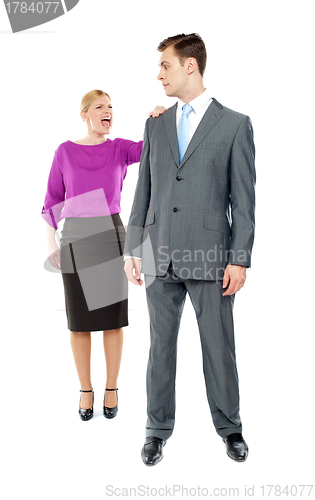 Image of Female secretary shouting on her co-worker