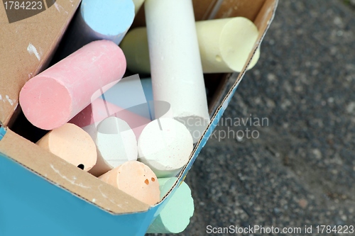 Image of a box filled with chalk sticks