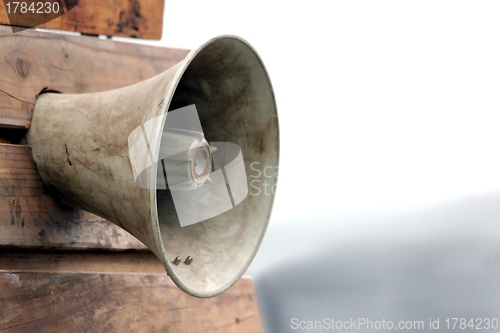 Image of megaphone on a wooden wall