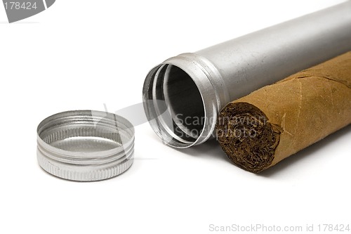 Image of Cigar and Metal Case