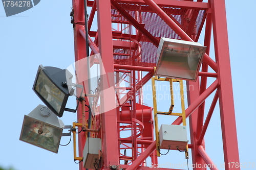 Image of flood lights spots on a crane