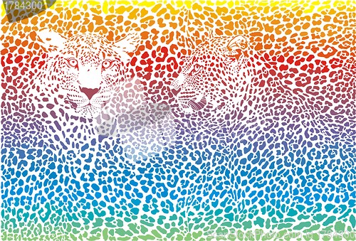 Image of leopard rainbow pattern background