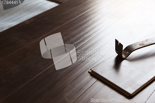 Image of Pry Bar Tool with New Laminate Flooring