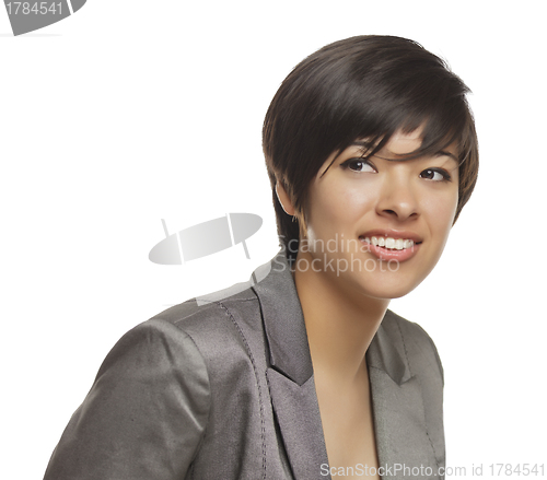 Image of Pretty Mixed Race Young Adult on White
