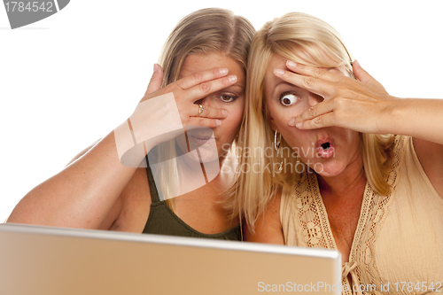 Image of Two Shocked Women Using Laptop